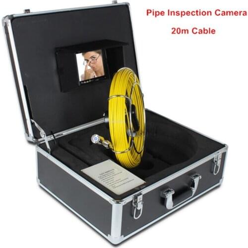 20M Cable Snake Underwater Sewer Drain Pipe Inspection Camera System 23mm Endoscope Camera Head 7" LCD 12Pcs White LED Lights