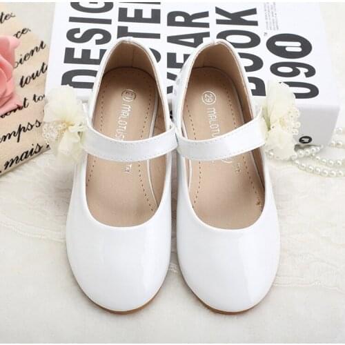 Girls 2017 Fation Flower Kids Leather Shoes Handmade Bead Flower Princess Shoes Children High-end Weddyng Parity Shoes
