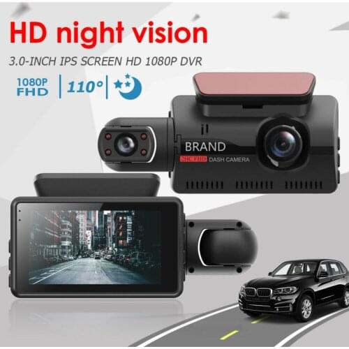 Vehicle Camera Dual Lens Car DVR Dash Cam Video Recorder G-Sensor 1080P Front and Inside Camera