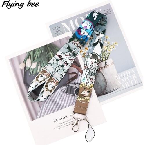 Flyingbee Animal Opossum Keychain Tags Strap Neck Lanyards For Keys ID Card Pass Gym Phone USB Badge Holder DIY Hang Rope X1827