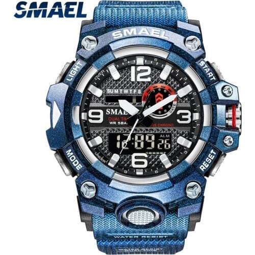 Sport Watches Men Waterproof 50M SMAEL Brand Dual Time Digital Watch Quartz Watch LED Military Watch 8035 Men Watches Wristwatch