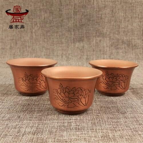 Pure copper handmade tea cup thickened water cup teacup Chinese style kungfutea set teaware