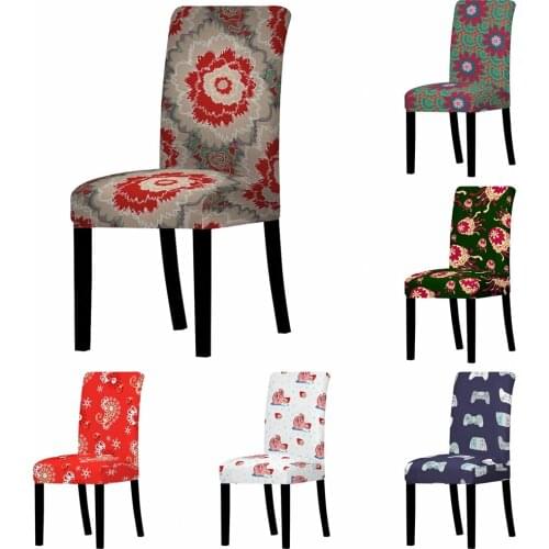 Colorful Flower Stretch Chair Cover Big Elastic Seat Chair Covers Jellyfish Mandala Gamepad Slipcovers Banquet Home Decoration