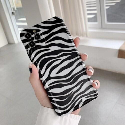 Zebra Stripe Phone TPU Case for iPhone12 Pro MAX mini 11 Pro MAX XS MAX XS X 7/8 Plus Protective Cover iPhone XR Case