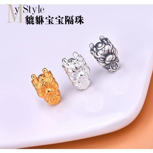 Baby 999 pure silver 3D hard Silver Bead separated handmade jewelry DIY Beaded material woven Bracelet accessories