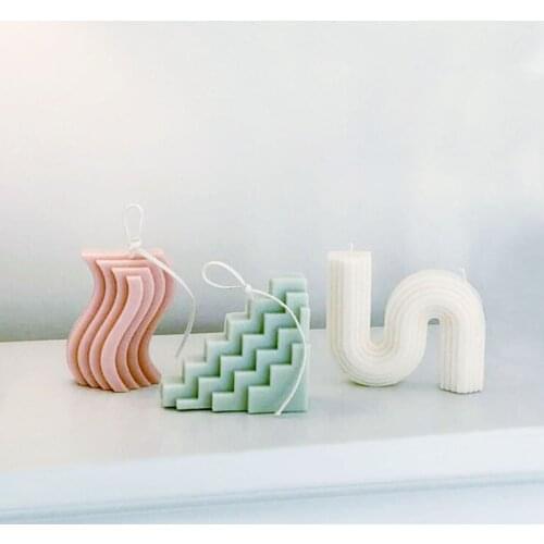 INS candle mold building block candle mold S shape staircase geometry vase DIY scented candle silicone mold