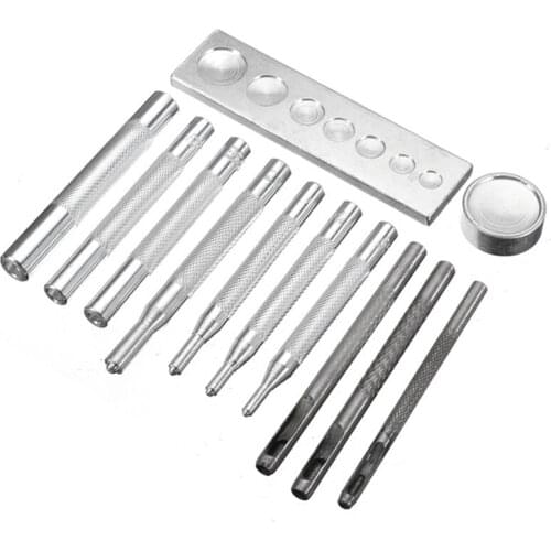 HOT-12pcs Snap Rivet Fastener Buttons Installation Tool Kit for Leather Crafts Hand Punch Tool Set DIY Material Accessories