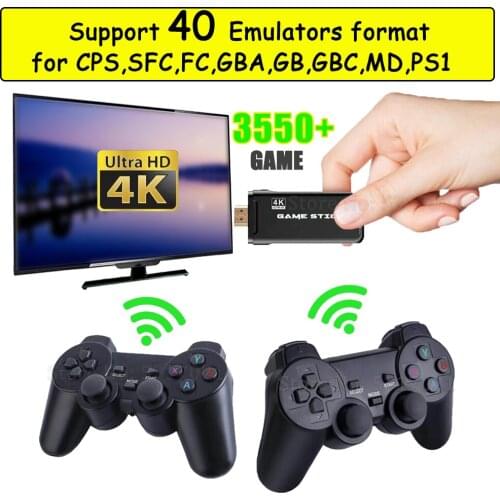 4K HD 64bit 32GB 3550 Games Video game Console HDMI 2.4G Wireless for CPS PS1 Mini Retro Joystick Double Gamepad Controller Gift