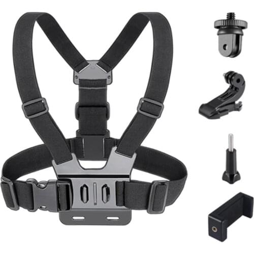 Y1AE 5 in 1 Camera Accessory Kit Compatible with Hero Harness Chest Strap/J-Hook Mount/Long Screw/Screw Adapter & Phone Clip