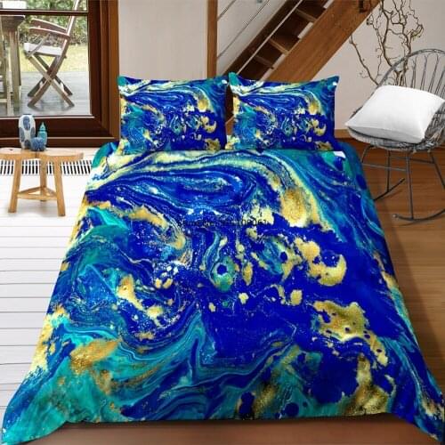 Hot Style Water Colorful Print Comforter Blue Duvet Cover Euro Single/King/Queen Bedding Sets for Home Furniture 2-3 Pieces