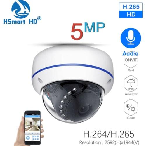 Super HD 5MP H.265 Surveillance IP POE Camera Audio Microphone Dome Indoor Security Camera Email Push ONVIF P2P For POE NVR