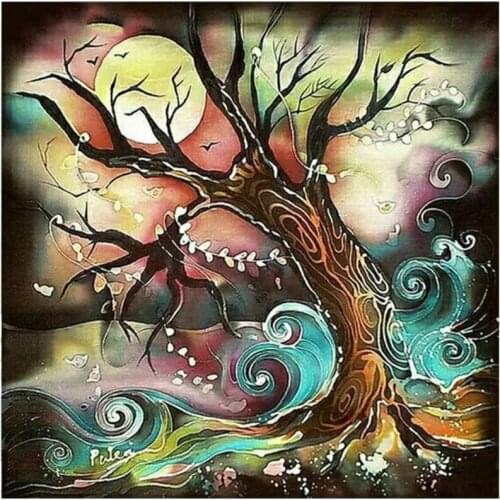 Square full 5d diamond painting tree color scenery picture round drill mosaic 3d diamond embroidery crafts kit