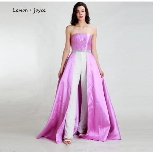 Lemon joyce Elegant Evening Dresses 2020 New Style Sexy Jumpsuit Backless Simple Party Gowns Prom Dress Plus Size