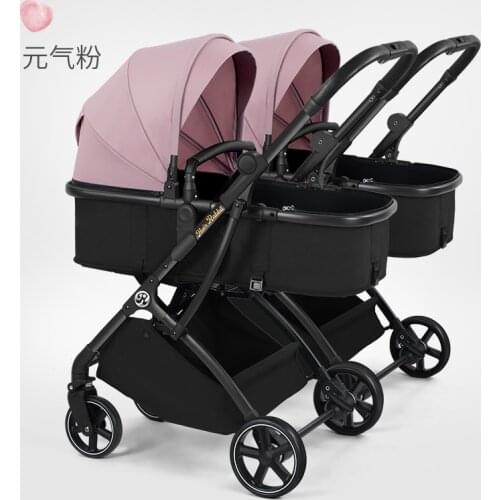 Multi-functional twin stroller lightweight high view can sit lying split folding double childrens trolley