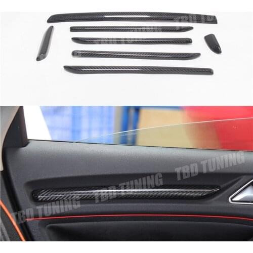 For Audi A3 S3 RS3 LHD Carbon Fiber Car Interior Moldings Console Door Panel Strips Cover Trim 7 Pcs 2014 2015 2016 2017 2018