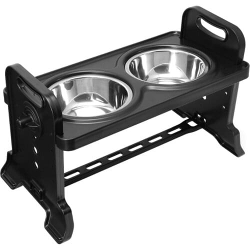 Anti-Slip Elevated Double Dog Bowls Adjustable Height Pet Feeding Dish Feeder K3NA
