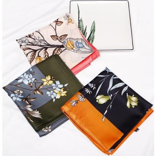 2020 70x70 Ring Flower Multipurpose women Silk twill scarf Satin square tie Hairband ladies foulard femme towel bufanda shawl