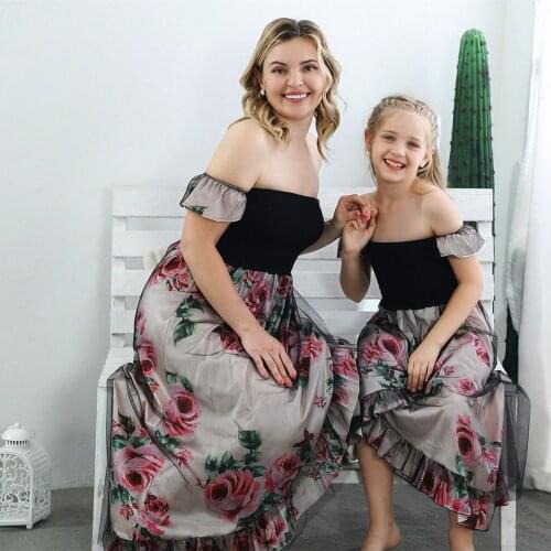 Mom And Daughter Dresses Floral Mother Daughter Dresses Ruffle Family Matching Mommy And Me Dress Off Shoulder Summer Clothes