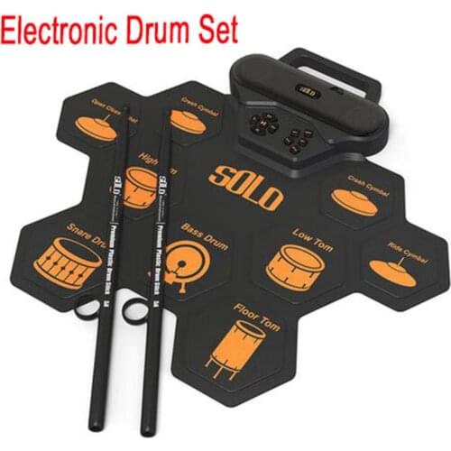 Portable Electronic Drum Digital USB 9 Pads Roll Up Drum Set Silicone Electric Drum Pad Kit With DrumSticks Foot Pedal Bass Jita
