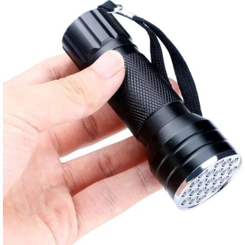 Portable 21 LED UV Flashlight 395nm Ultra Violet Torch Inspection Blacklight Outdoor Camping Torch