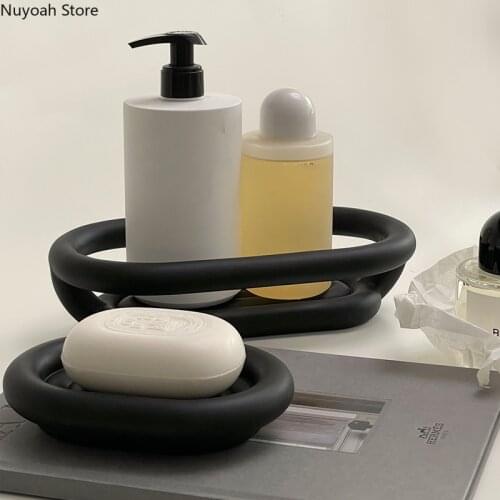 Bathroom Supplies Frosted Black Resin Soap Dish Storage Basket Art Rack Household Storage Basket Bathroom Decoration Accessories
