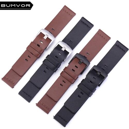 Italian Oily Leather Watchband 20mm 22mm for Samsung Galaxy Watch 42mm 46mm SM-R810/R800 Quick Release Band Sports Wrist Strap