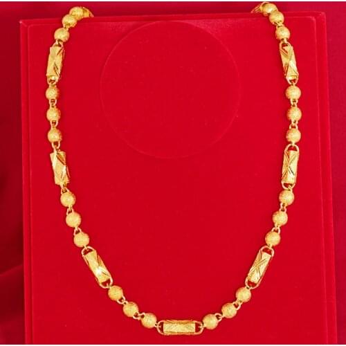 Luxury Yellow Gold Plated Men Necklace Vietnamese Sand Gold jewelry Solid Necklace For Men Women Chain Fine Jewelry Wedding Gift