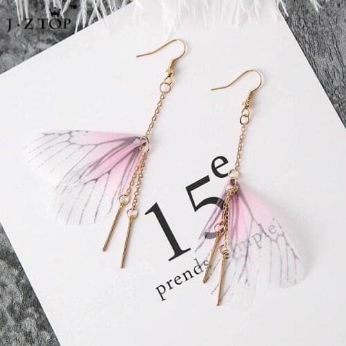 Ladies Butterfly Wings Drop Earrings Long Tassel Earrings For Women Fashion Pink Ear Earring Jewelry Pendientes Mujer