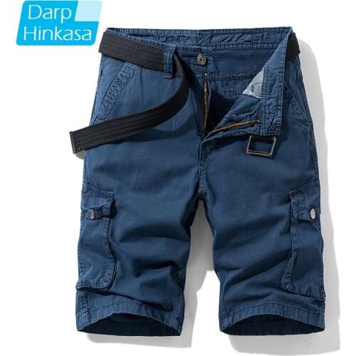 Summer 2020 New Casual Fashion Shorts Men Cargo Shorts Loose Zipper Five-point Pants 100% Cotton Solid Color Outdoor Men Shorts