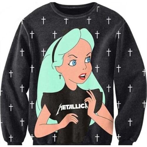 Men Women 3D Cartoon Punk Girl Prince Cross Sweatshirts Tops Sweats Prince In Wonderland Hoodie