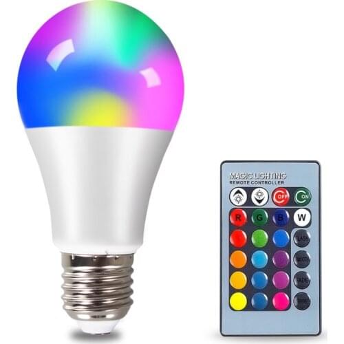 High quality E27 B22 RGBW LED Bulb Lights 10W Lampada Changeable Colorful RGB LED Lamp With IR Remote Control