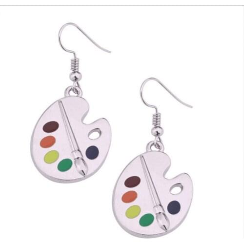 Palette Earrings silver color Earrings Artist Earrings Wonderful Bright Artist Palette Earrings women