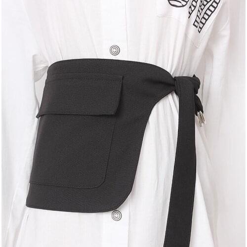 Womens runway fashion black fabric Cummerbunds female vintage Dress Corsets Waistband Belts decoration wide belt R2168