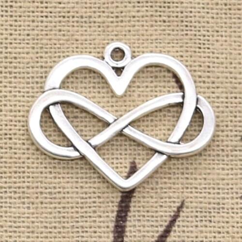 12pcs Charms Heart Infinity Love Forever 22x27mm Antique Silver Color Pendants DIYCrafts Making Findings Tibetan Jewelry