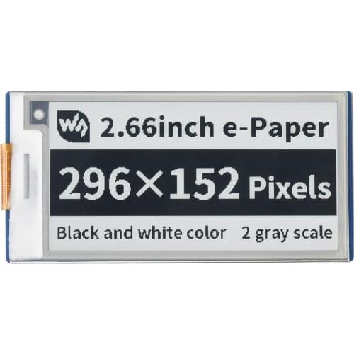 2.66inch E-Paper E-Ink Display Module ,for Raspberry Pi Pico, 296×152, Blac /White, SPI,Low Power, Paper-Like Effect