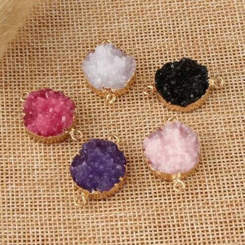 2pcs Irregular Round Resin Stone Bracelet Connector Finding Handmade Earrings Pendants Diy Necklace Choker Charms Jewelry F32