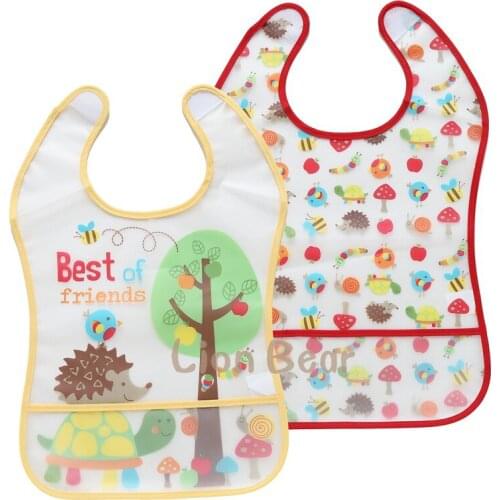 2pcs/Lot Newborn Baby Bibs EVA Waterproof Lunch Bandana Bibs Boys Girls Infants Cartoon Pattern Bibs Burp Cloths