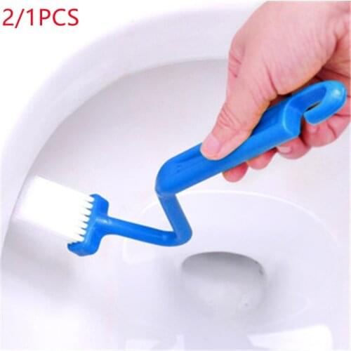 2Pcs Toilet Cleaning Brush Bathroom Cleaning Products Accessories Toilet Brush Corner Brush Bending Handle Scrubber Curved