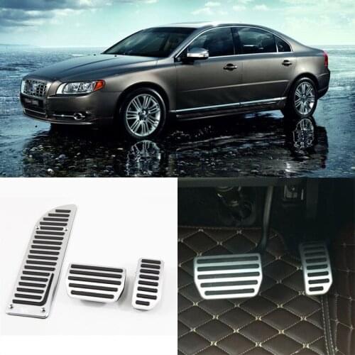 3pcs Aluminium Non Slip Foot Rest Fuel Gas Brake Pedal Cover For Volvo S80L AT 2009-2016