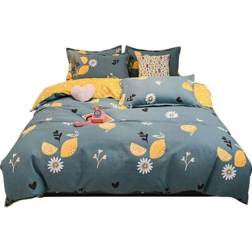 4Pcs/Set Bedding Suit Pure Cotton Brushed Cartoon Printed Soft Bedspreads Bed Sheets Duvet Cover Pillowcase Home Decoration