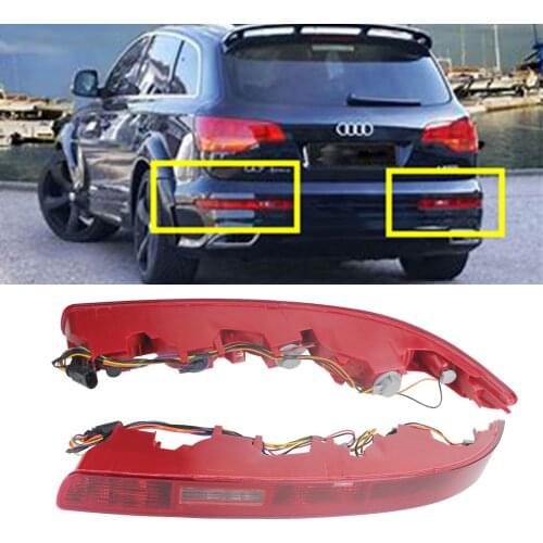 ANGRONG 2x L&R Rear Bumper Reflector Reverse Tail Stop Brake Light Lamps For Audi Q7 2006-2015