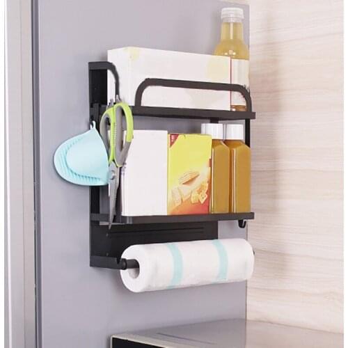 Refrigerator Side Storage Rack Fridge Shelf Magnetic Adsorption Organizer Kitchen Cabinet Refrigerator Hanging Storage Rack