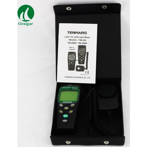 Digital LED Light Level Meter TM-209 400,000 Lux FC measuring Lux Meter TM209 with high Accuracy