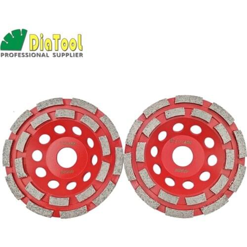 DIATOOL 2pcs Dia 125MM Professional Welded Diamond Double Row Grinding Cup Wheel For Concrete, 5 Inch Grinding Discs