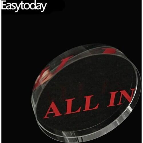 Easytoday 1Pcs Poker Chips Round All In Transparent Crystal Texas Casinos Special Accessories Red Engraving All In Typeface