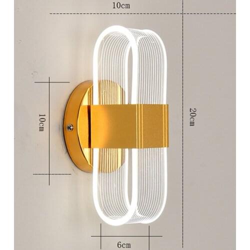 FKL Modern Gold Wall Lamp Transparent Acrylic Lampshade Living room TV Wall LED Bedroom Corridor Aisle Lamp