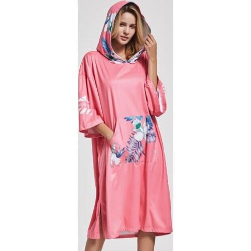 Changing Robe Towel Poncho with Hood for Beach, Swimming, Surfing,One Size Fit All for Women and Men