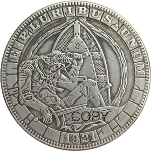 HB(104)Hobo USA Morgan Dollar 1921 skull zombie skeleton Silver Plated Copy Coins