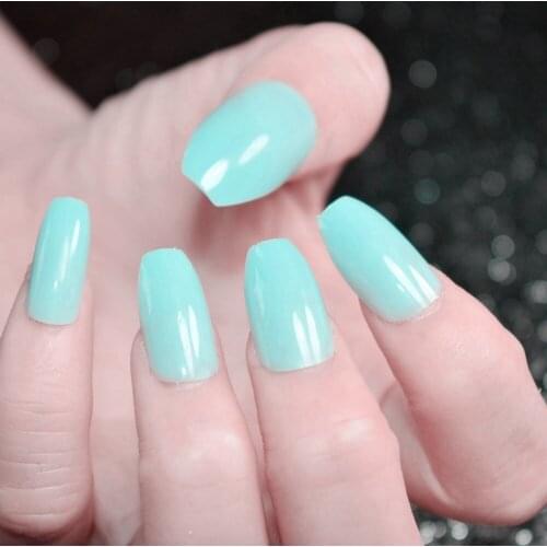 HOT Coffin False Nails Candy Green Ballerina Full Cover Fake Nails DIY Acrylic Nail Art Tips