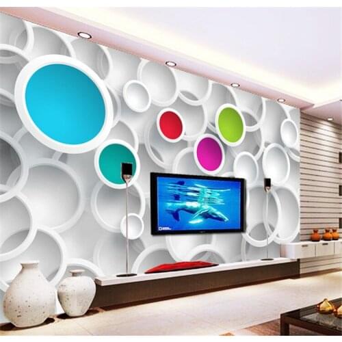 Customized Photo Wallpaper Modern 3D Colorful Circle Mural Room Decor Living Room Bedroom Fantasy Simple Geometric Pattern